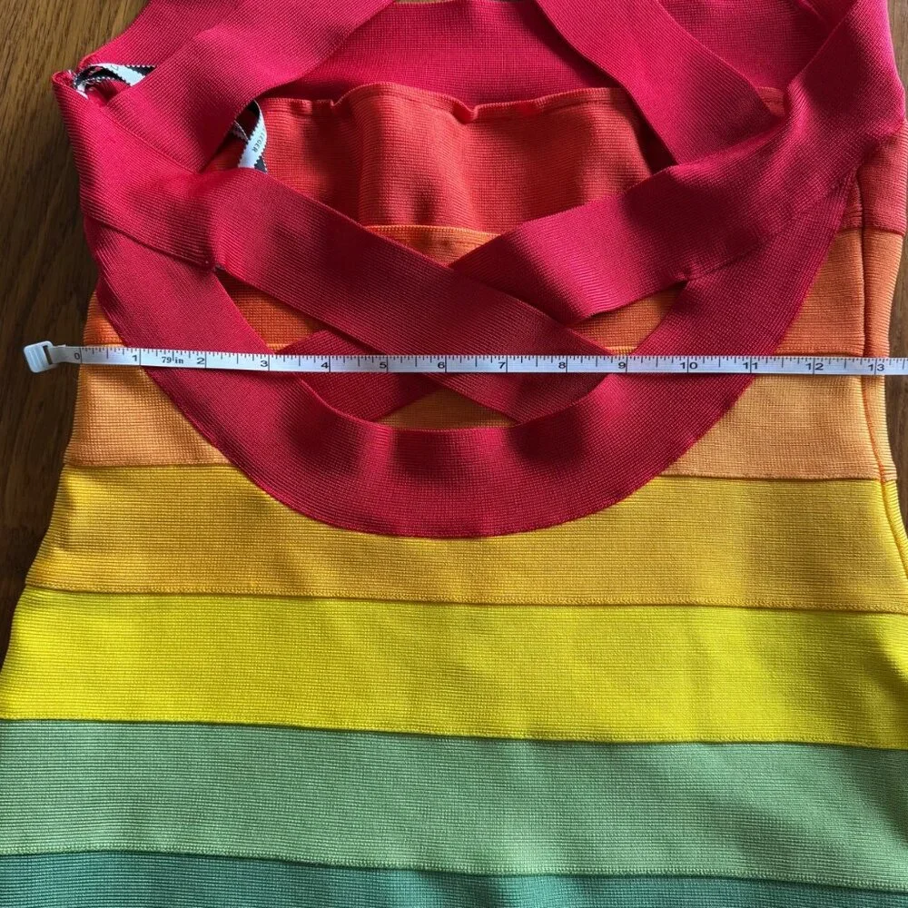 HERVE LEGER Rainbow Pride Bandage Dress Womens M NWT Bodycon Limited Edition NEW - Picture 13 of 13